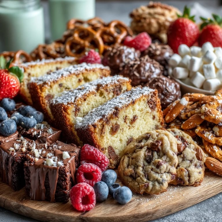 Graduation party dessert board with colorful cake slices, cookies, and berries arranged for sharing.