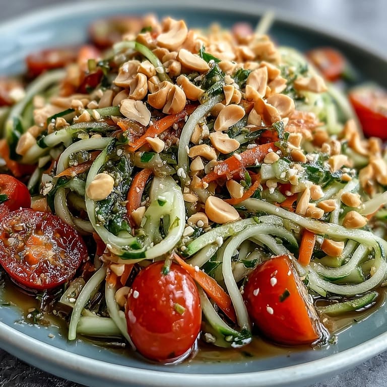 Som Tam, a refreshing Thai papaya salad, bursting with crunchy nuts and tangy lime.