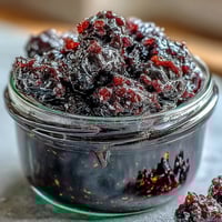 A chilled glass of homemade Easy Blackcurrant Liqueur, featuring a deep purple hue and vibrant berry aromas.