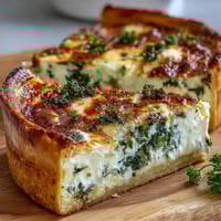 A golden quiche with leeks and Gruyere, baked to perfection and served warm for spring brunch.