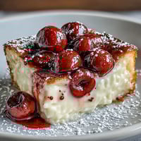 Rustic Fresh Cherry Clafoutis with burst cherries and golden custard perfection.